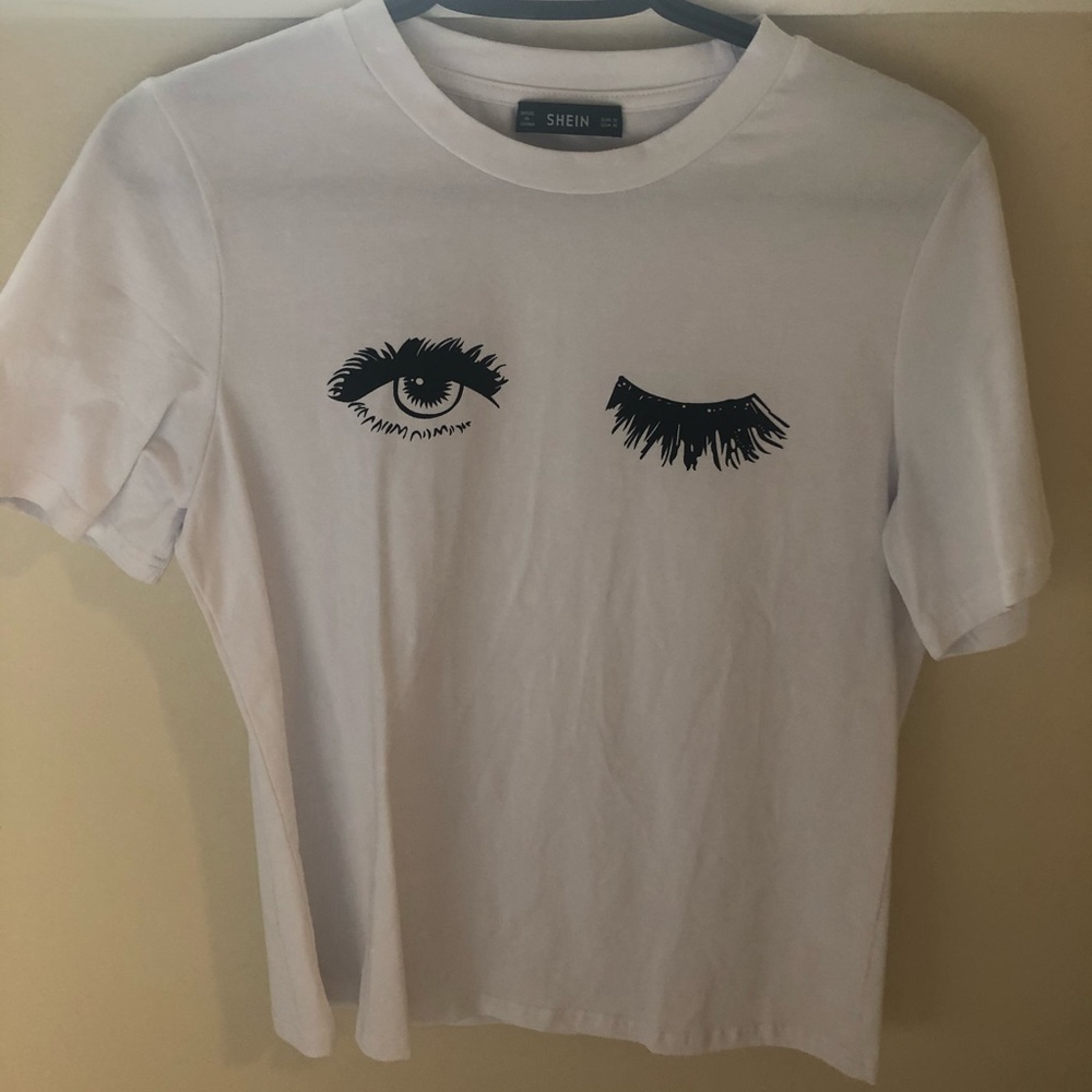 3/$20 White eyelash T-shirt